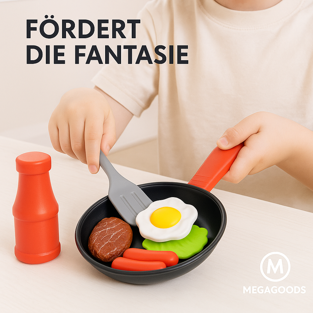 Kinderküche Spielzeug Set 8tlg Kochen Gemüse Pfanne Spiel Geschenk DE.