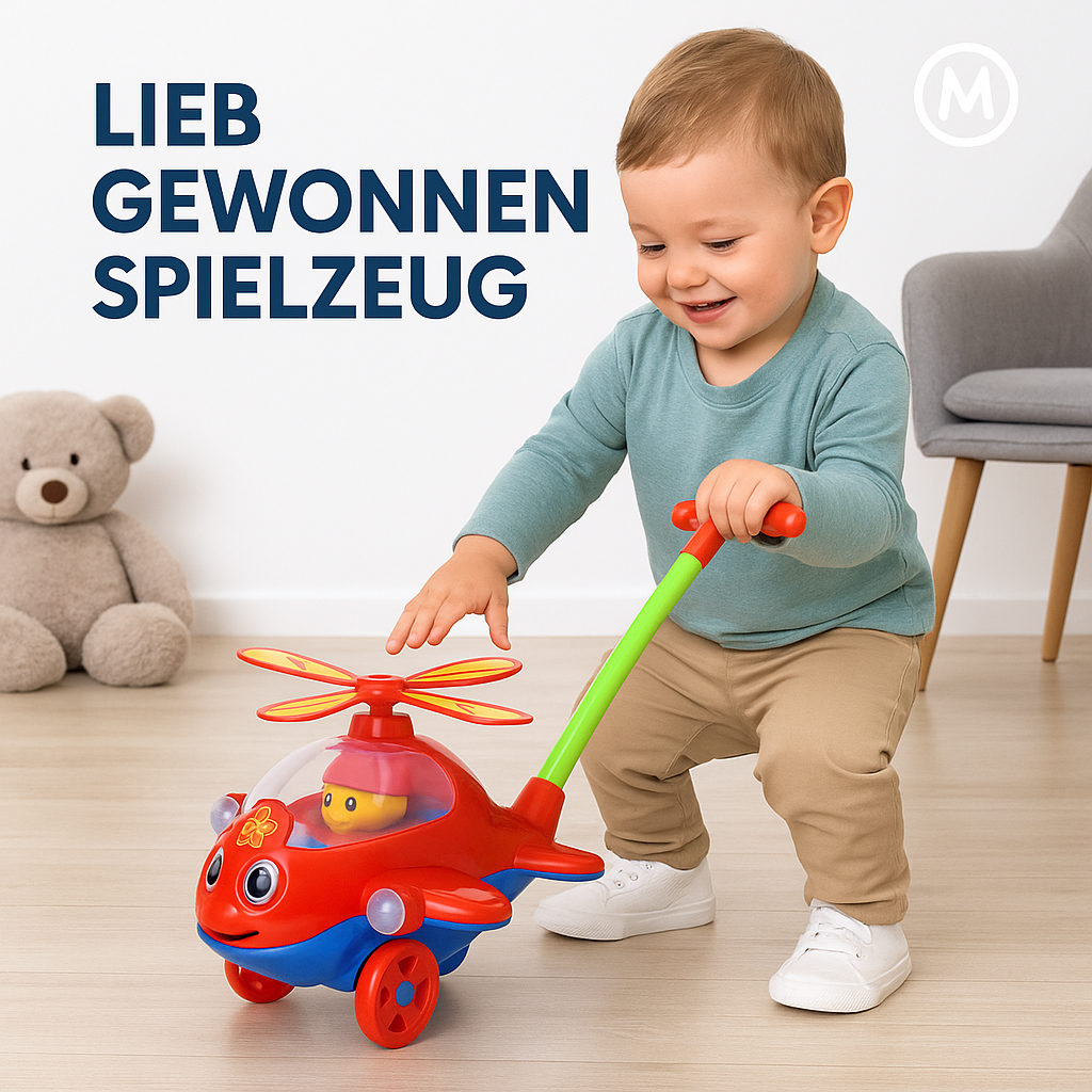 Lauflernwagen Baby Schiebespielzeug Flugzeug Kinder Outdoor Spiel DE.