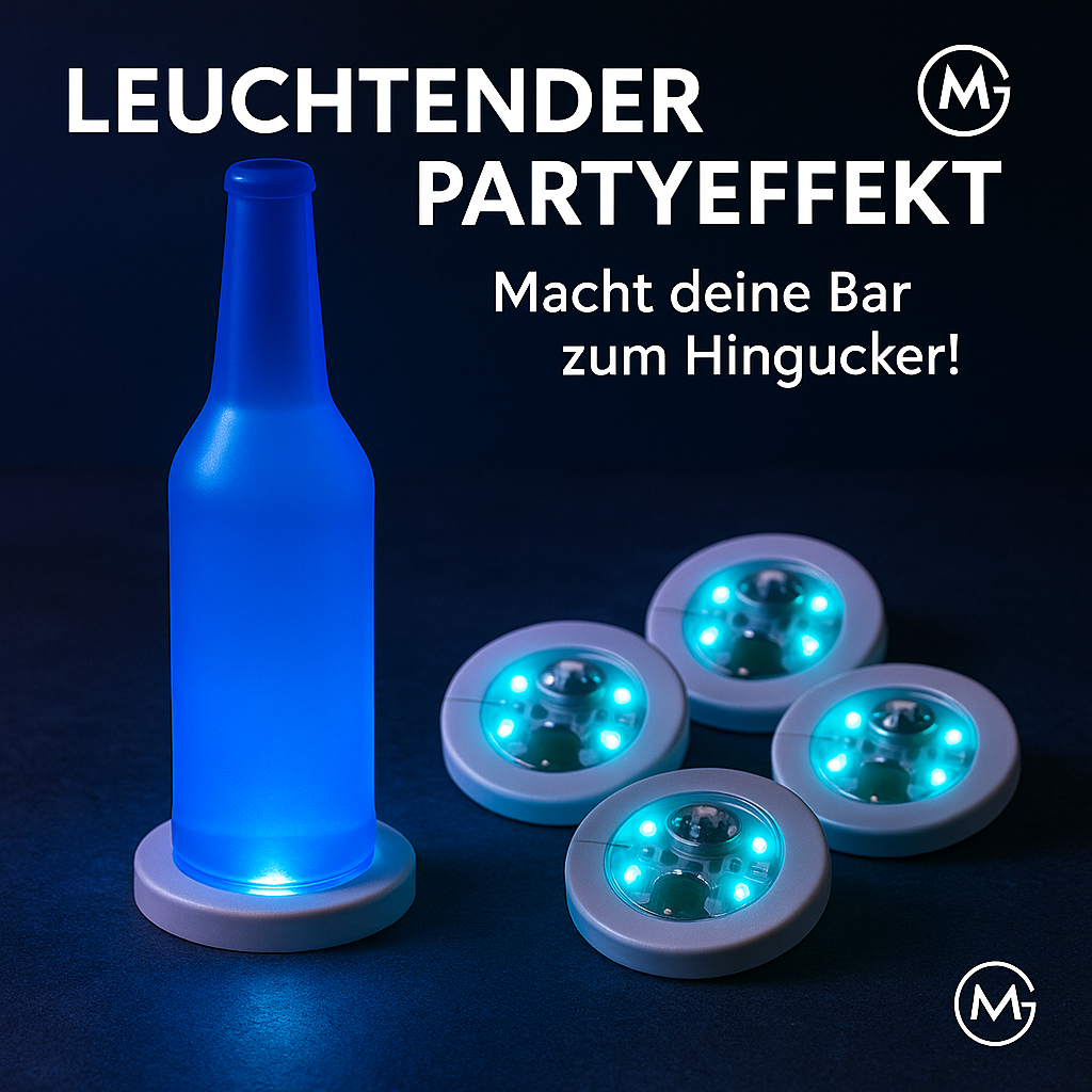 5x LED Glasuntersetzer leuchtend Party Bar Hochzeit Getränke Licht DE.