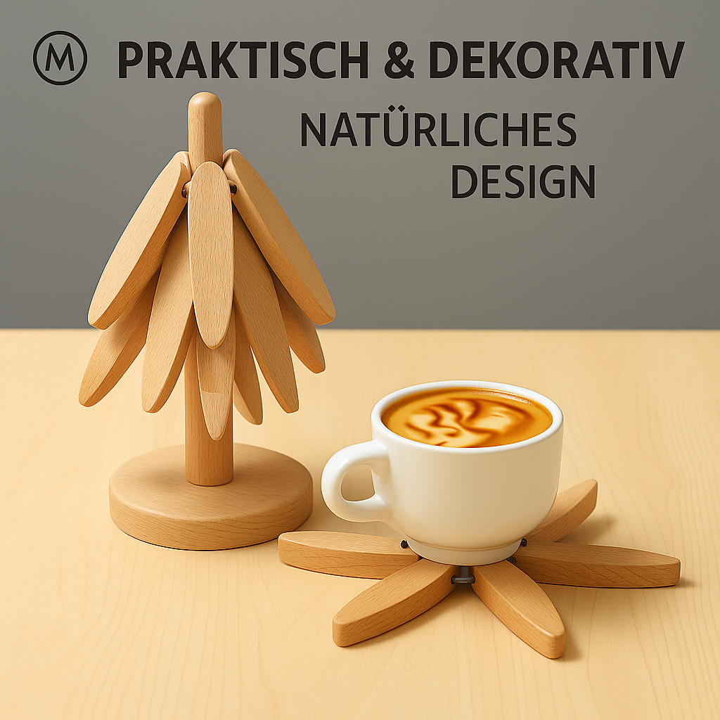 Holz Untersetzer Baum Design Topfmatte Hitzeschutz Ständer 3er DE.