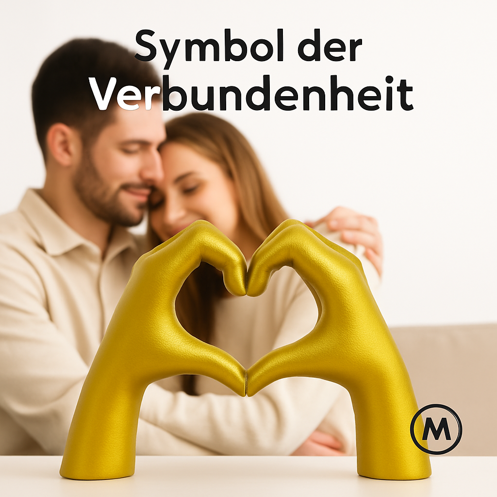 Herz Hand Deko Skulptur Gold Figur Wohnzimmer Regal Liebe DE.