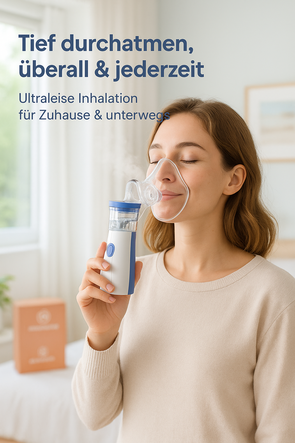 Mobiler Inhalator Mini Vernebler Ultraschall leise tragbar Kinder DE.