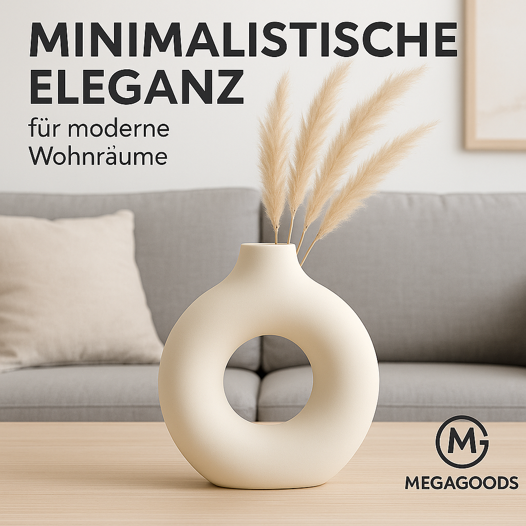 Deko Vase Donut Kunststoff Kreis Blumenvase Wohnzimmer Tisch DE.