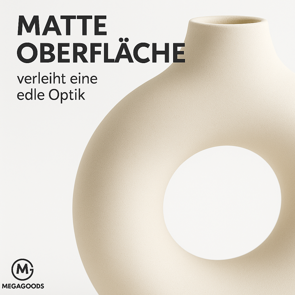 Deko Vase Donut Kunststoff Kreis Blumenvase Wohnzimmer Tisch DE.