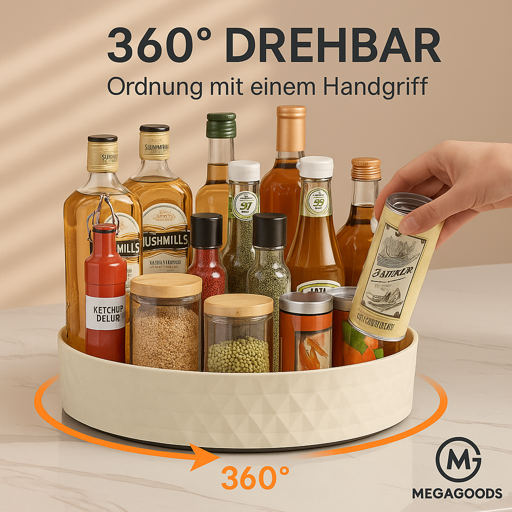 Gewürzregal drehbar 360° Küchen Organizer rund rutschfest Regal DE.