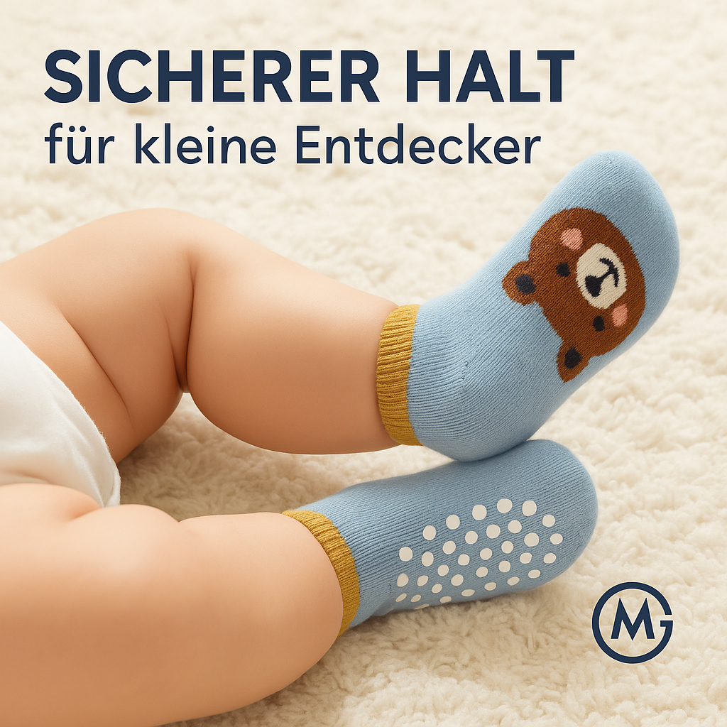 6 Paar Baby Socken rutschfest Baumwolle Cartoon Tiermotiv DE.