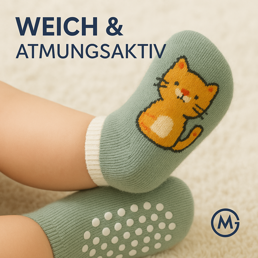6 Paar Baby Socken rutschfest Baumwolle Cartoon Tiermotiv DE.