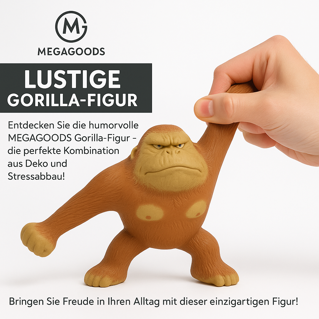 Gorilla Figur 8 cm witzige Deko Affe dehnbar Büro Dekofigur DE.