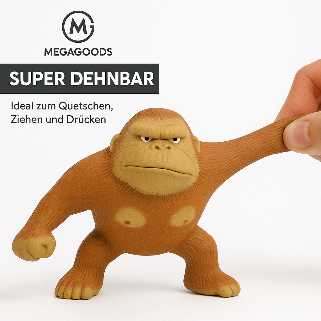 Gorilla Figur 8 cm witzige Deko Affe dehnbar Büro Dekofigur DE.
