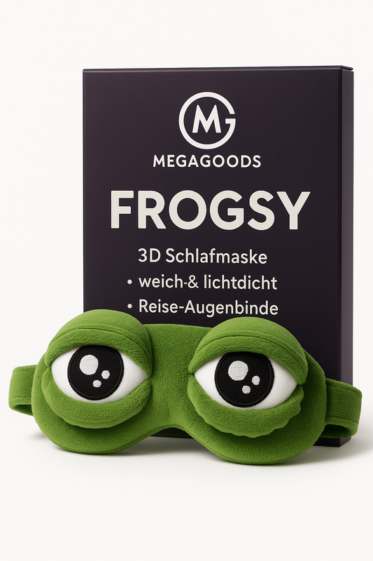 3D Schlafmaske Frosch weich lichtdicht Reise Augenbinde DE.