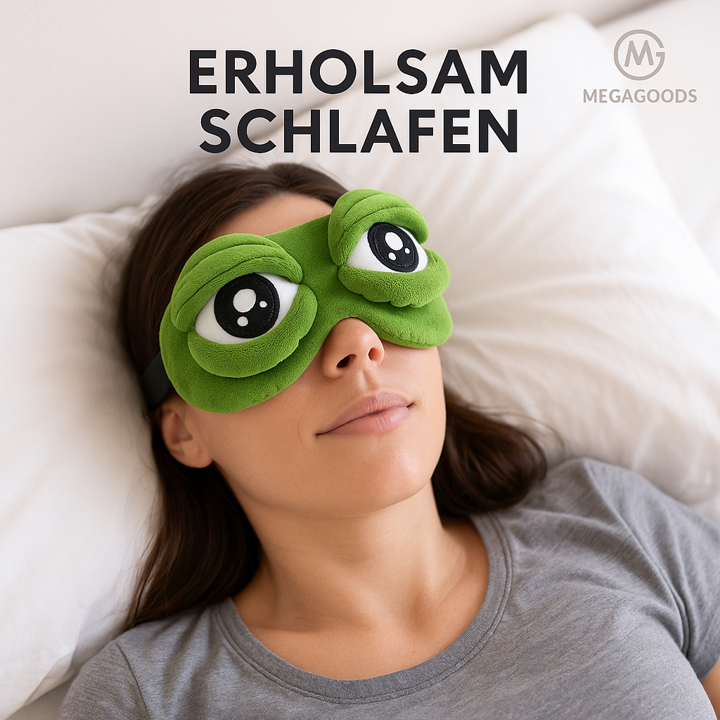 3D Schlafmaske Frosch weich lichtdicht Reise Augenbinde DE.