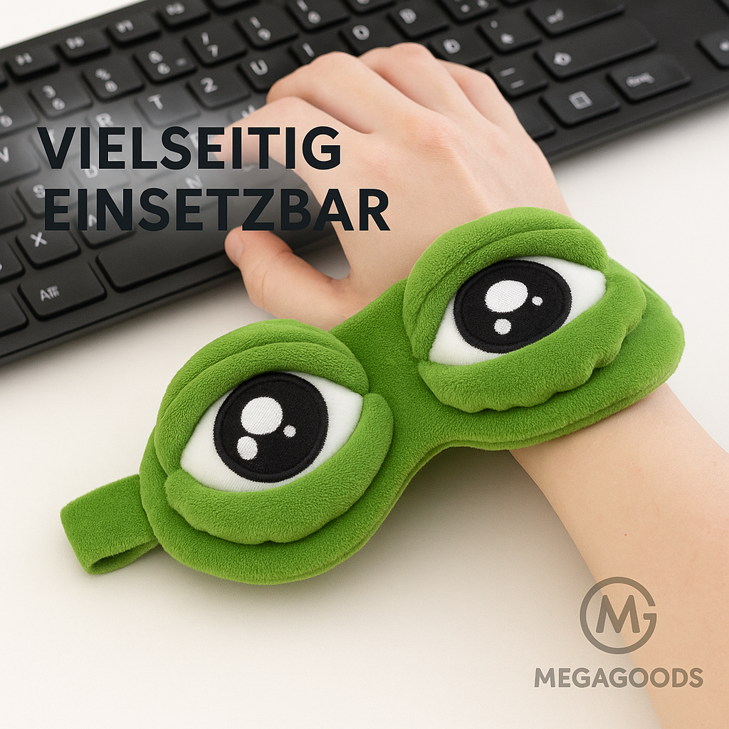 3D Schlafmaske Frosch weich lichtdicht Reise Augenbinde DE.