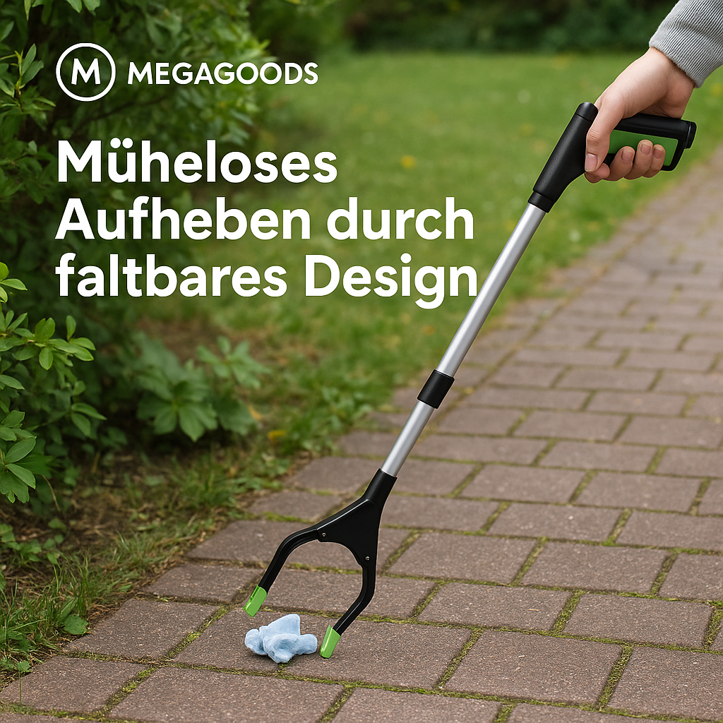 Faltbare Greifzange Müllgreifer 80 cm leicht stabil rutschfest DE.