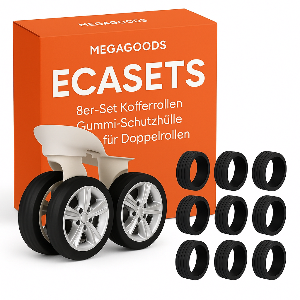 8er-Set Kofferrollen Gummi Schutzhülle leise für Doppelrollen DE.