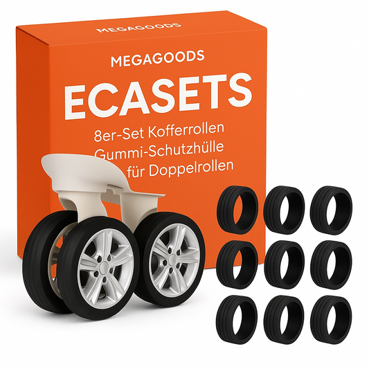 8er-Set Kofferrollen Gummi Schutzhülle leise für Doppelrollen DE.