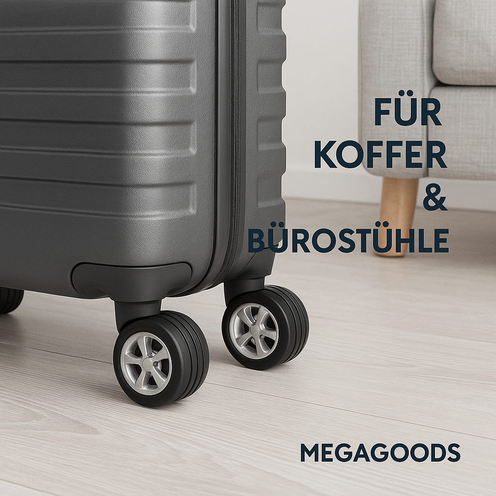 8er-Set Kofferrollen Gummi Schutzhülle leise für Doppelrollen DE.