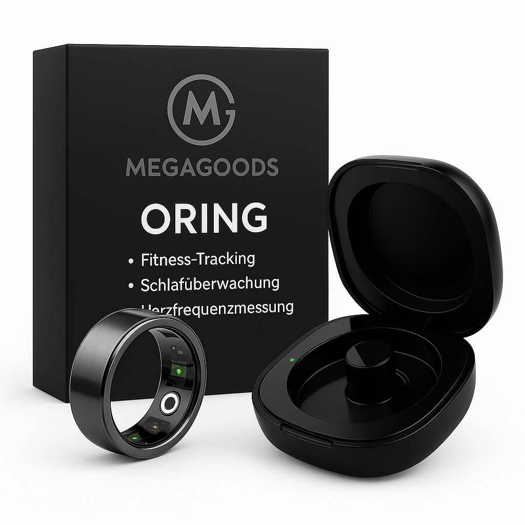Smart Ring Herren Damen Health Tracker schwarz wasserdicht Akku Größe 12 DE.