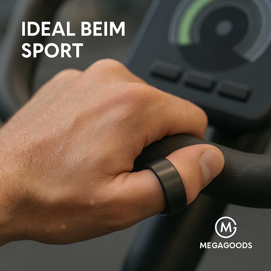 Smart Ring Herren Damen Health Tracker schwarz wasserdicht Akku Größe 12 DE.