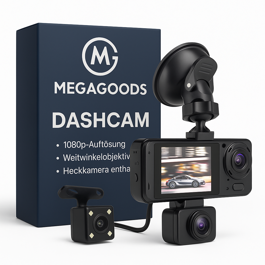 Dashcam 1080P mit IR-Nachtsicht 3 Kameras Loop Aufnahme 2" IPS DE.