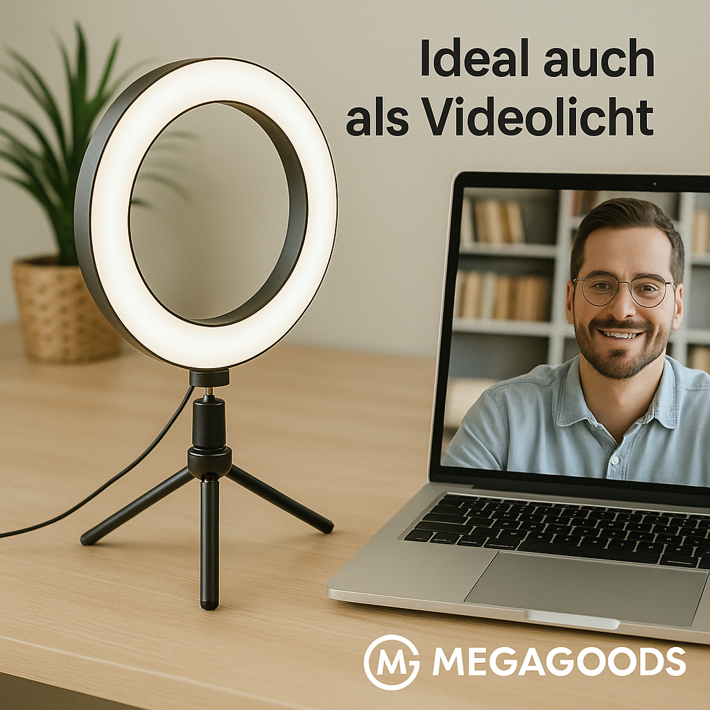 LED Selfie Ring Lampe USB Fernbedienung Fotografie TikTok YouTube Stativ DE.