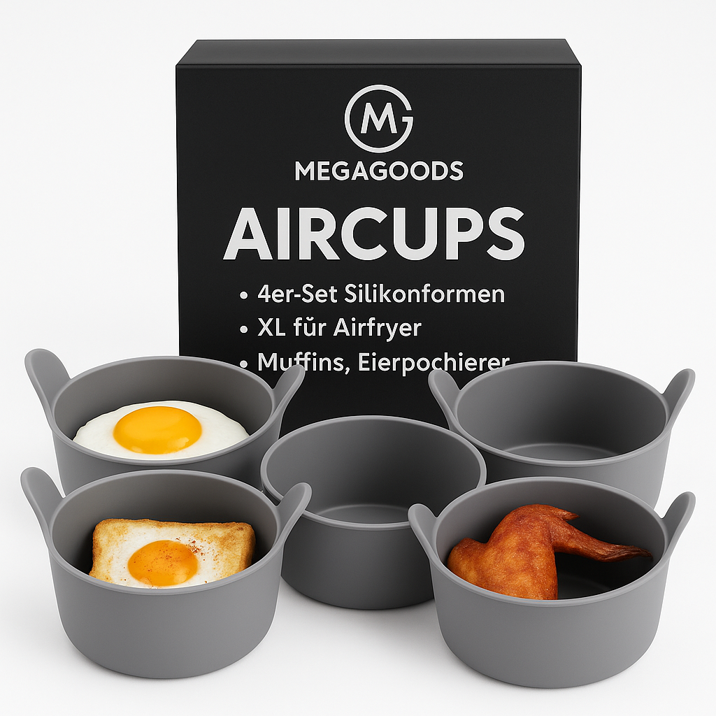 4er-Set Silikonformen XL für Airfryer Muffins Eierpochierer DE.