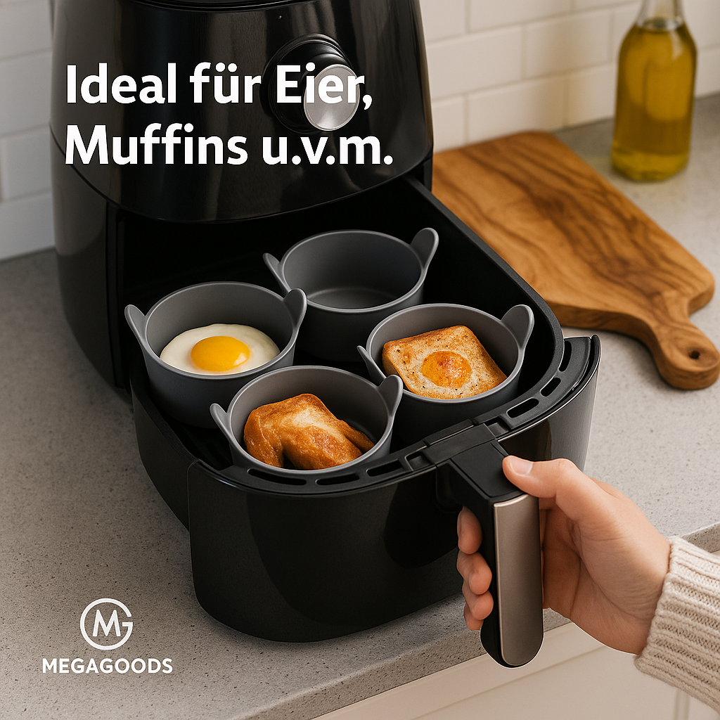 4er-Set Silikonformen XL für Airfryer Muffins Eierpochierer DE.