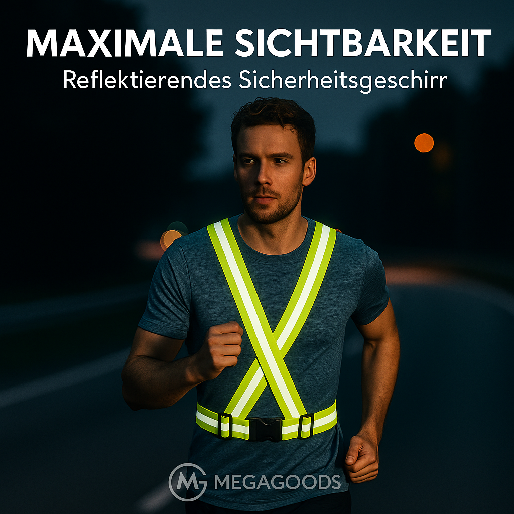 Reflektorweste 4x1,5 cm elastisch verstellbar für Sport und Rad DE.