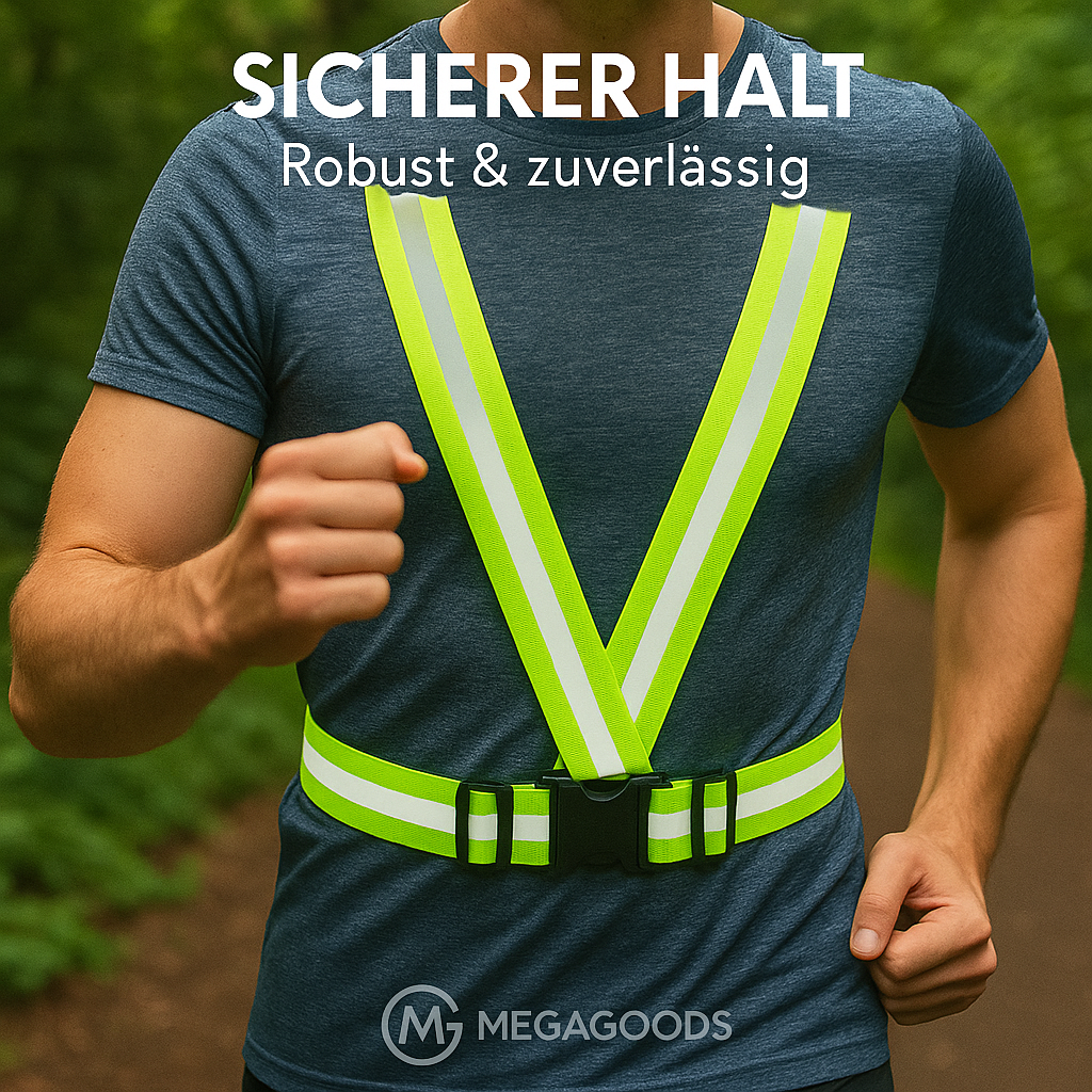 Reflektorweste 4x1,5 cm elastisch verstellbar für Sport und Rad DE.