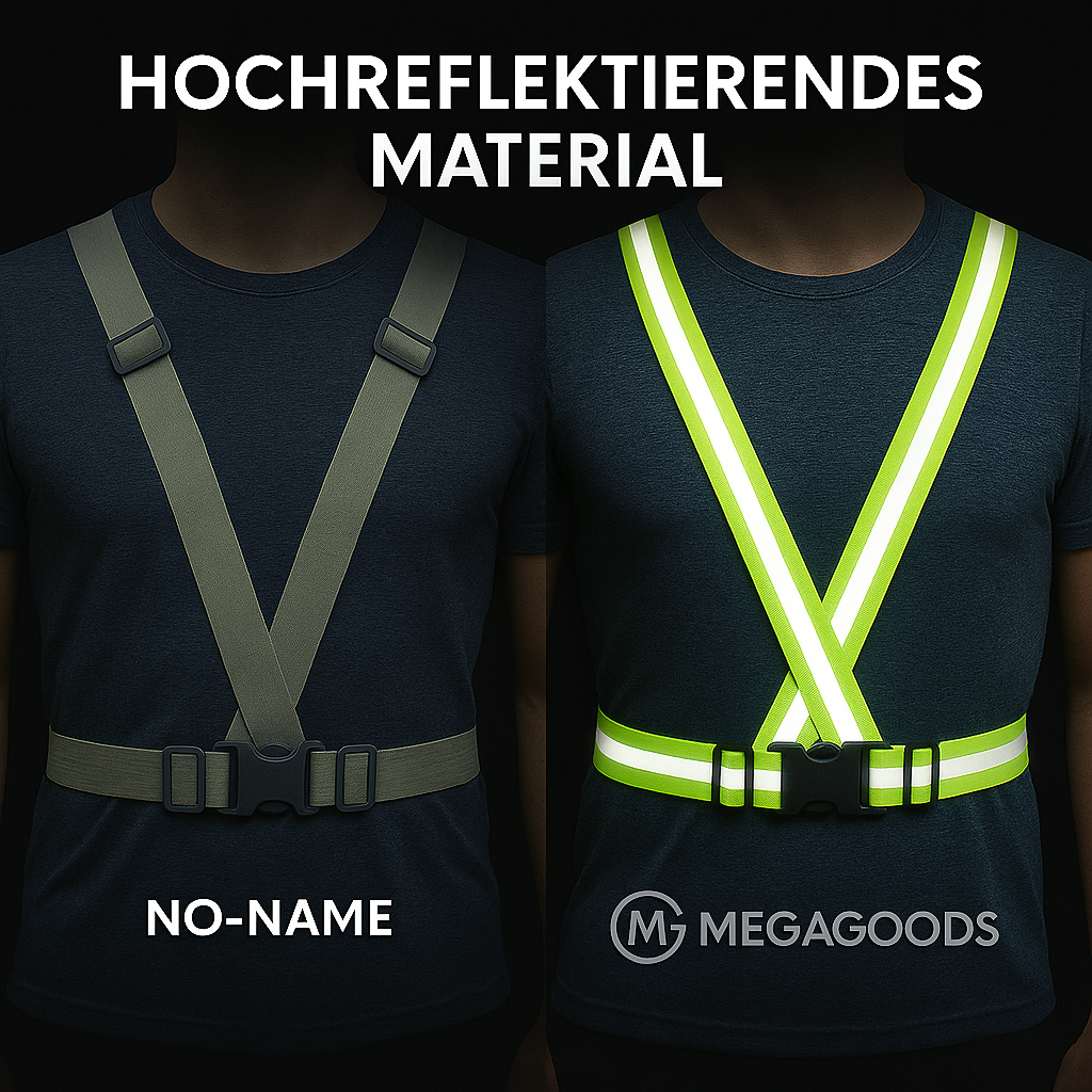 Reflektorweste 4x1,5 cm elastisch verstellbar für Sport und Rad DE.
