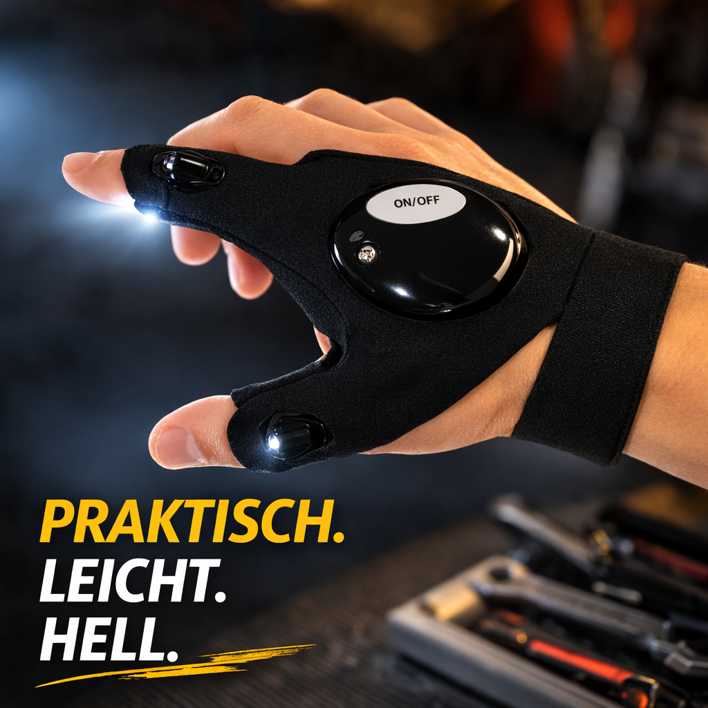 LiteGear™ LED Handschuhe mit wasserdichter Beleuchtung | Taschenlampe | 1 paar