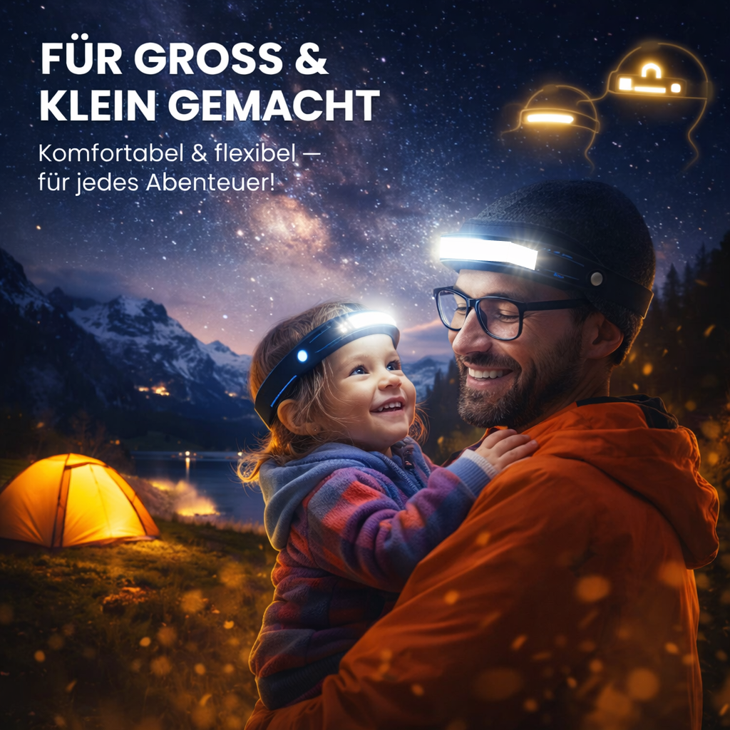 ADVENTURE™ PRO Stirnlampe LED Kopflampe Bewegungssensor Rotlicht Light