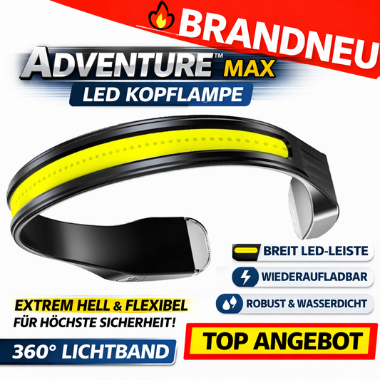 ADVENTURE™ MAX Stirnlampe LED Kopflampe Bewegungssensor Rotlicht Rücklicht Light