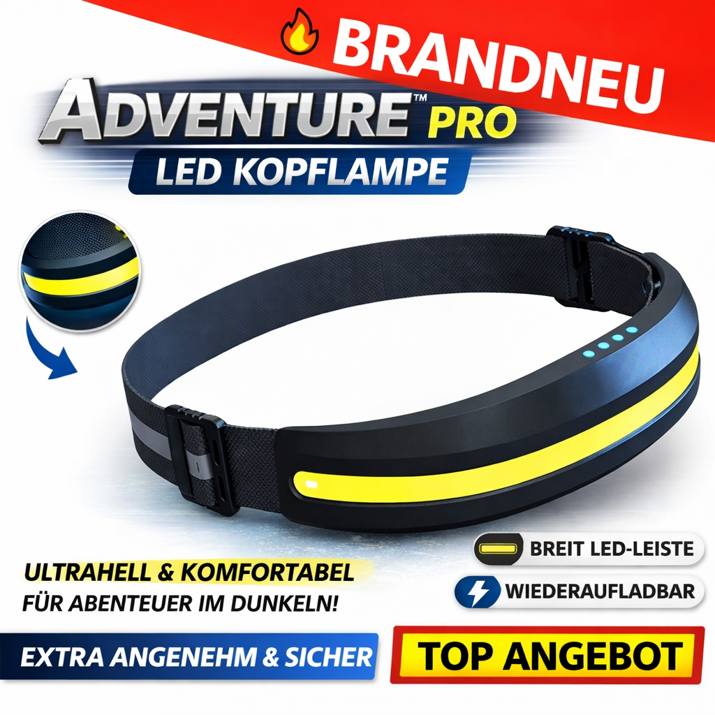 ADVENTURE™ PRO Stirnlampe LED Kopflampe Bewegungssensor Rotlicht Light