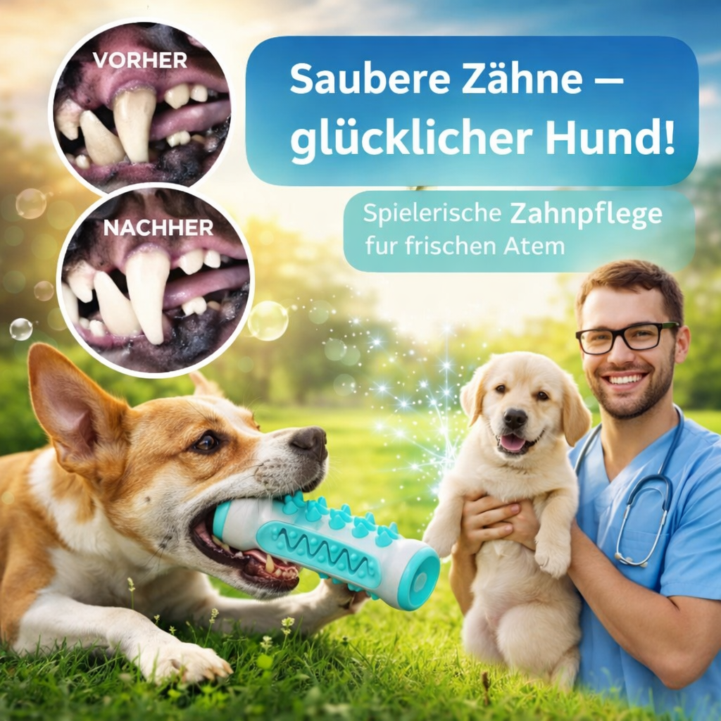 Zahnweiß™ Hunde Zahnpflege Kauspielzeug gegen Zahnstein & Mundgeruch!