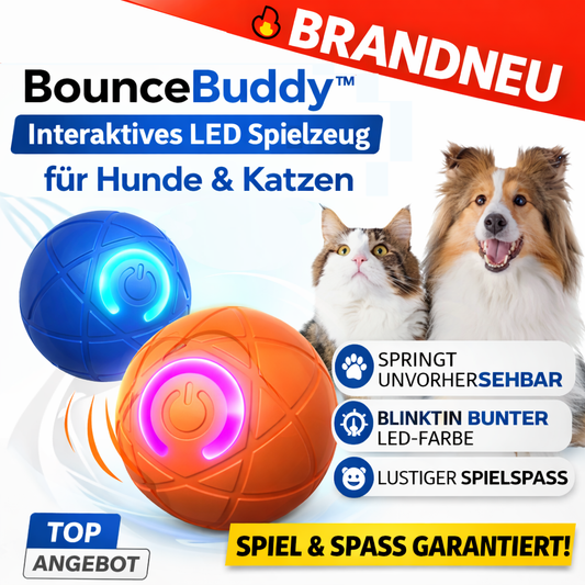 BounceBuddy™ Interaktives LED Spielzeug für Hunde & Katzen – Springt & leuchtet!