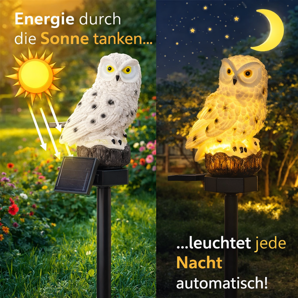 LumaOwl™ Solar LED Eule Gartenlampe Deko Außen Beleuchtung wetterfest