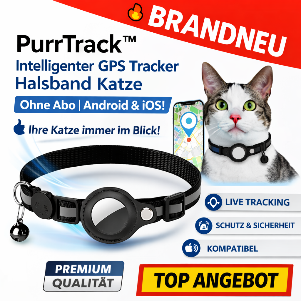 PurrTrack™ Intelligenter GPS Tracker Halsband Katze | Ohne Abo | Android & iOS!