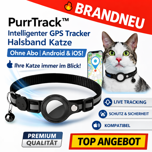 PurrTrack™ Intelligenter GPS Tracker Halsband Katze | Ohne Abo | Android & iOS!