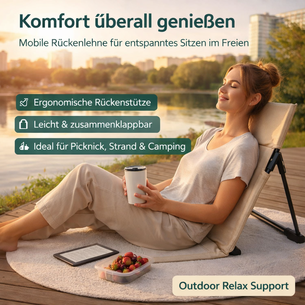 FlexiLean™ Tragbare Rückenlehne – Mobile Rückenstütze für Reisen & Outdoor!