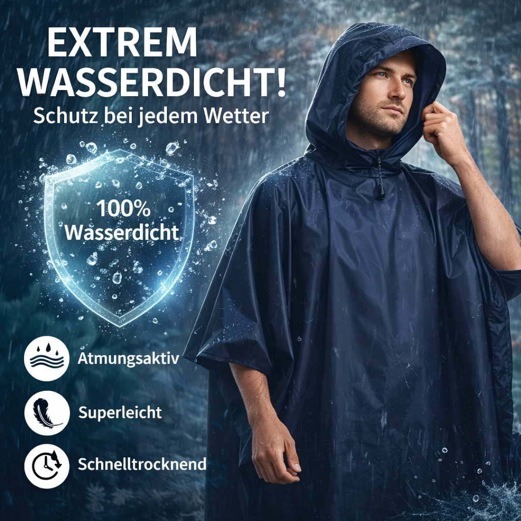 NaturWide™ 3-in-1 Regenponcho Regenmantel Regencape Regenumhang Regenschutz Cape