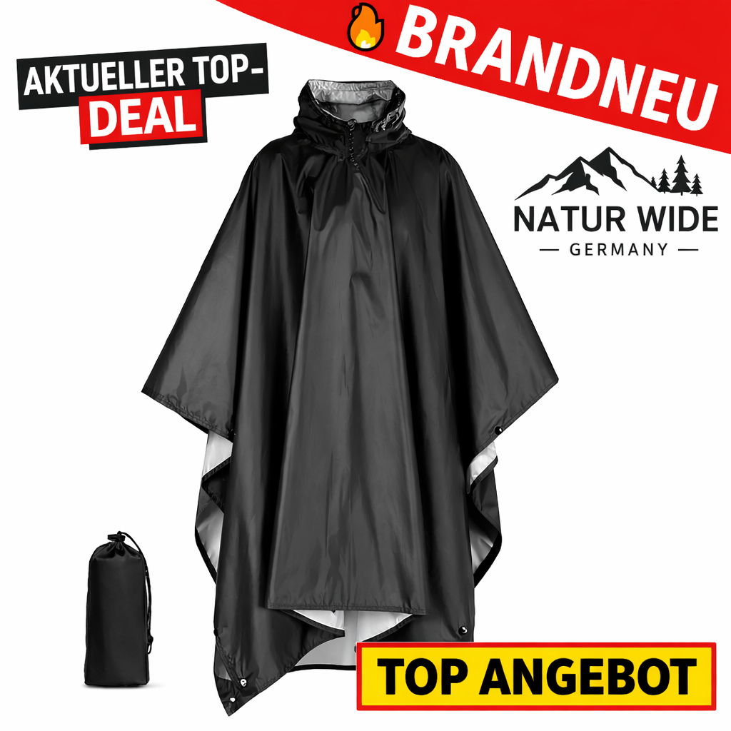 NaturWide™ 3-in-1 Regenponcho Regenmantel Regencape Regenumhang Regenschutz Cape
