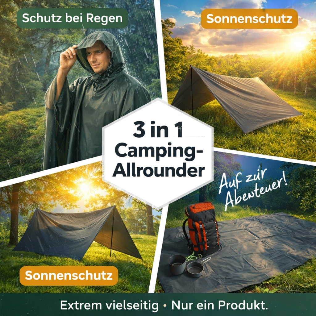 NaturWide™ 3-in-1 Regenponcho Regenmantel Regencape Regenumhang Regenschutz Cape
