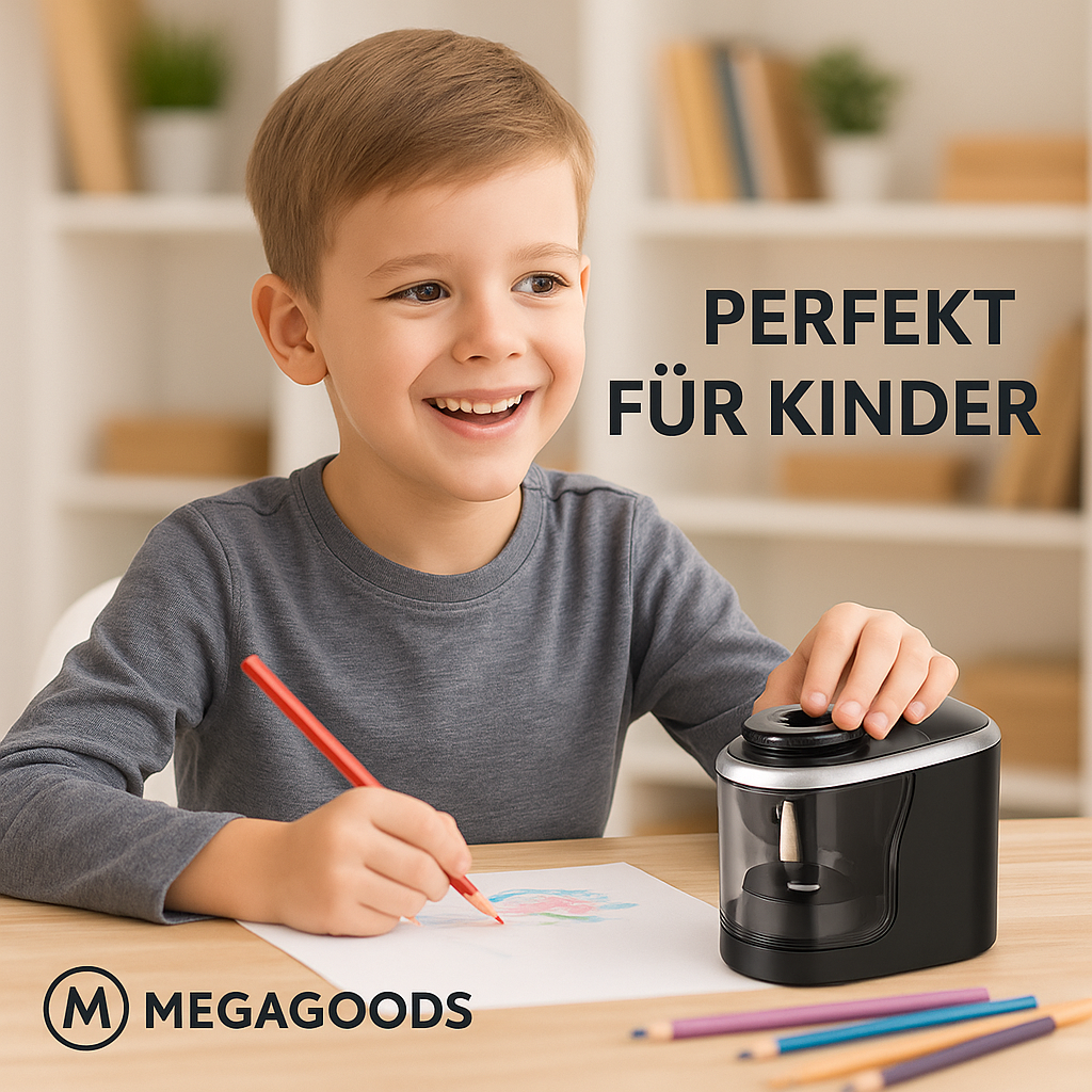 Elektrischer Anspitzer für Bleistifte mit Spiralstahlklinge DE.