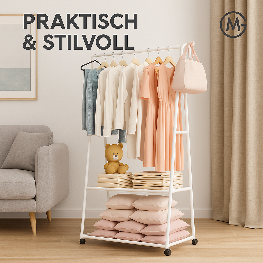 Kleiderständer mit Rollen stabil Metall Dreieck-Design Höhe 170 cm DE.