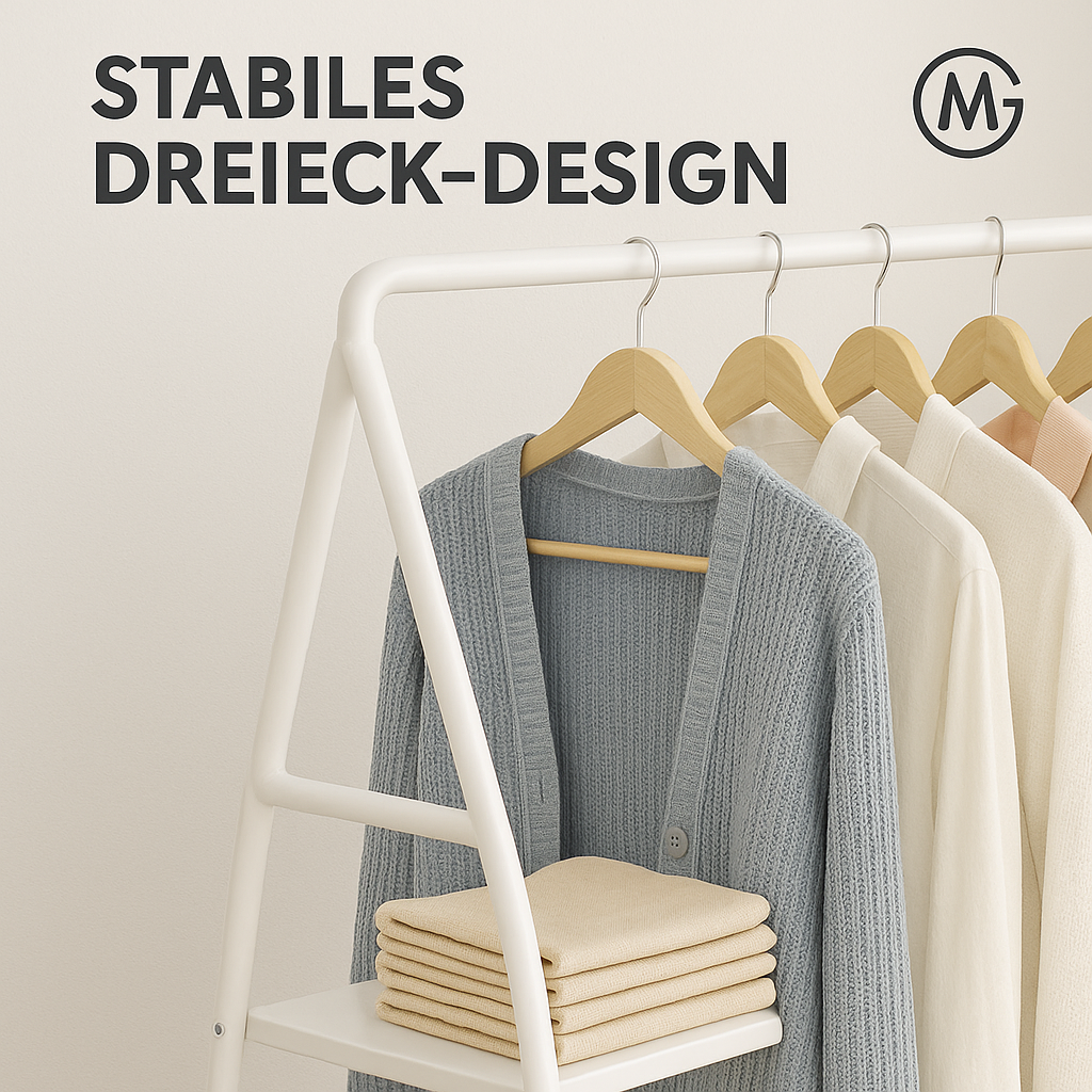 Kleiderständer mit Rollen stabil Metall Dreieck-Design Höhe 170 cm DE.