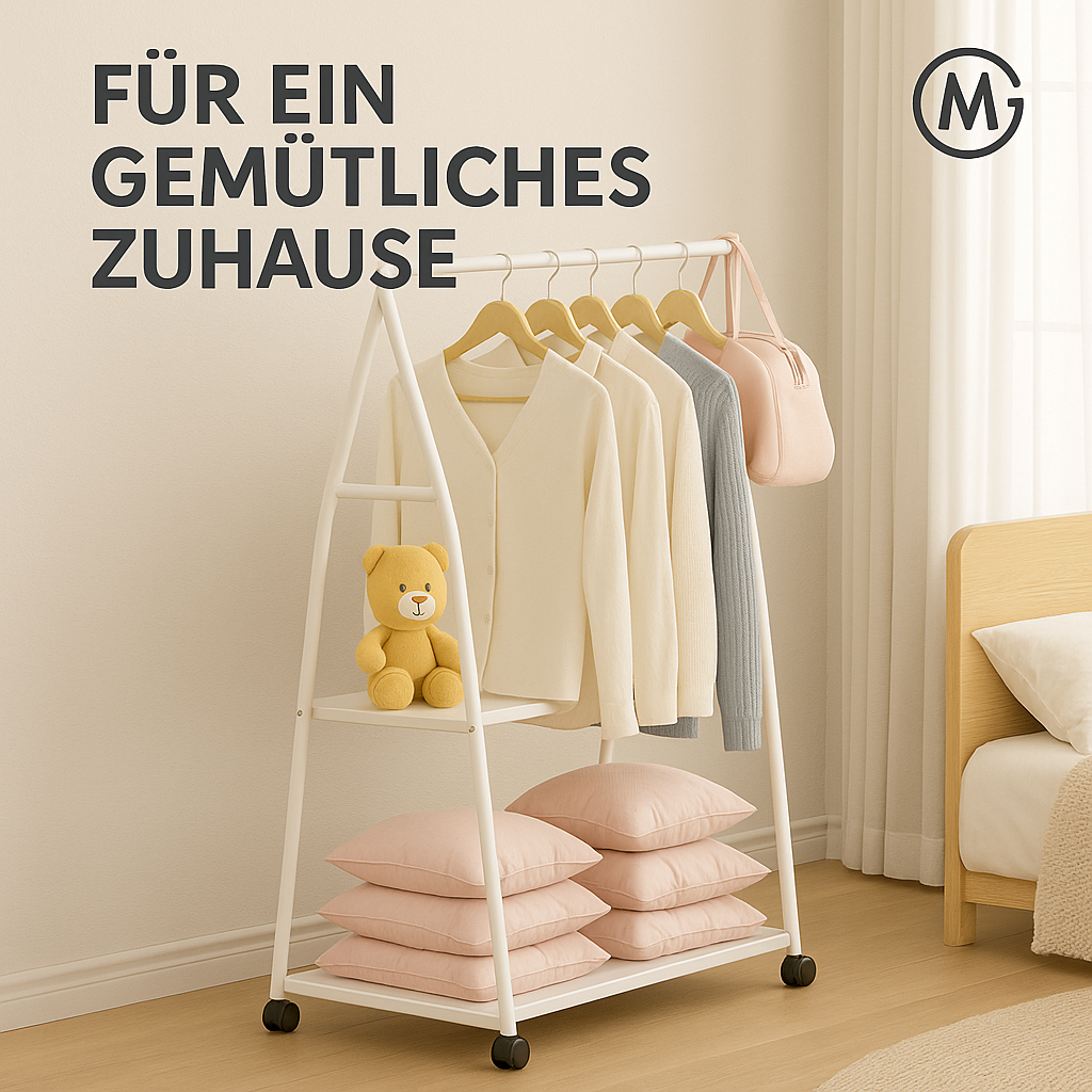 Kleiderständer mit Rollen stabil Metall Dreieck-Design Höhe 170 cm DE.