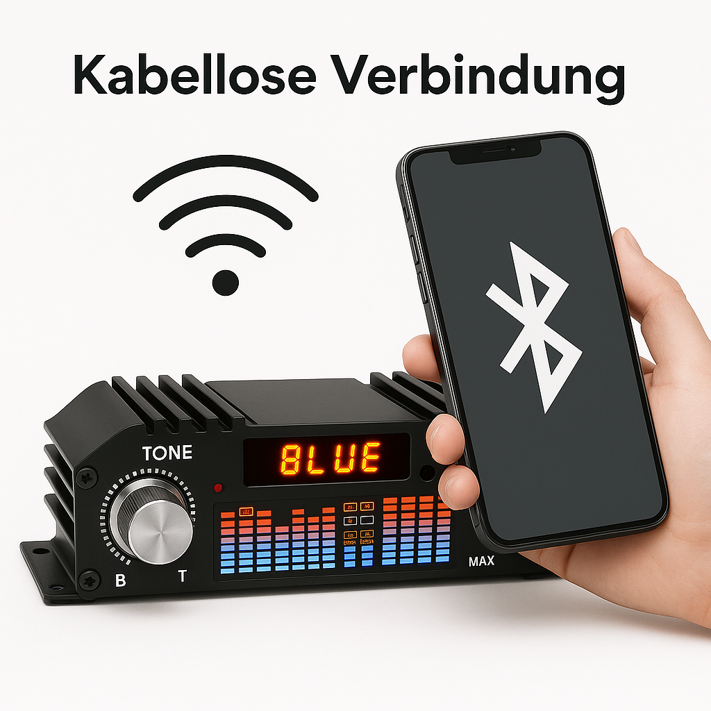 HiFi Sound Verstärker 1600W 4-Kanal Bluetooth Karaoke FM Radio DE.