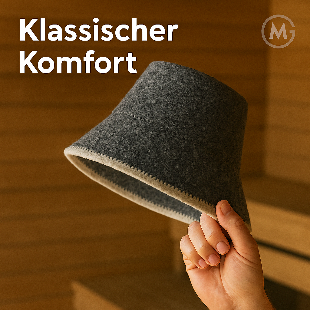 Saunahut Wollfilz grau Unisex für Banya und Sauna DE.