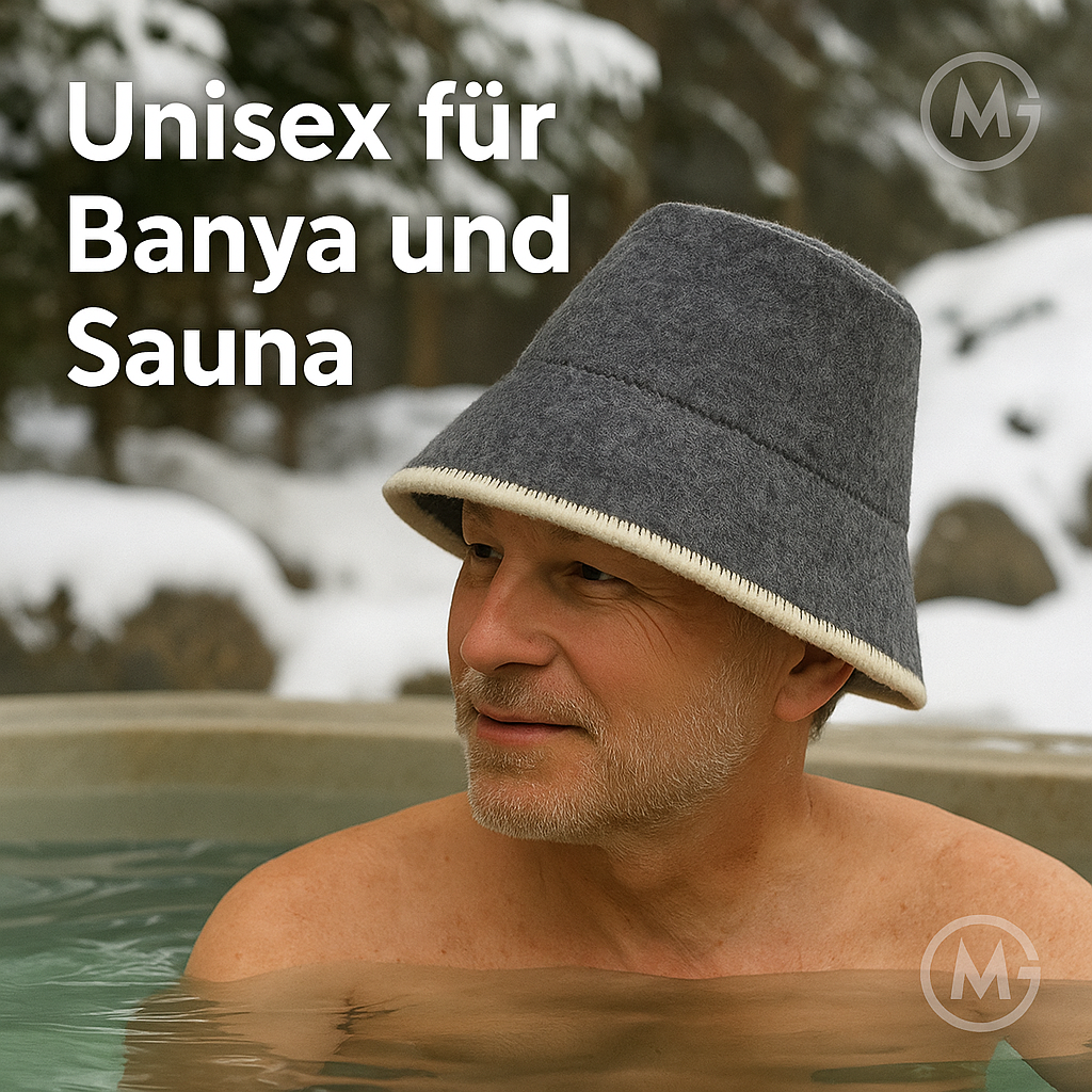 Saunahut Wollfilz grau Unisex für Banya und Sauna DE.