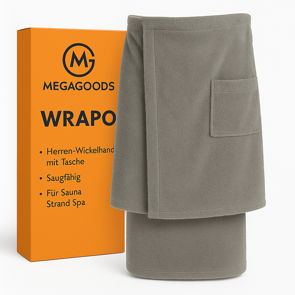 Herren Wickelhandtuch mit Tasche saugfähig für Sauna Strand Spa DE.